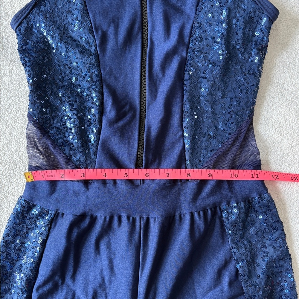 A Wish Come True Midnight Blue Sequin Dance Costume Jumpsuit, Adult Small - Picture 8 of 11